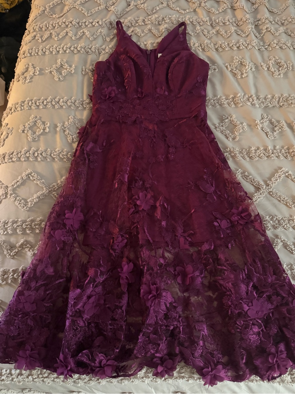 Dress the Population Girls' Floral Lace Party Dress in Plum